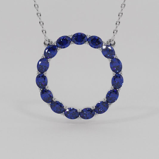 14K Blue Sapphire Necklace 022357